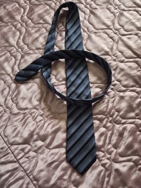 Striped Blue Silk Neck Tie